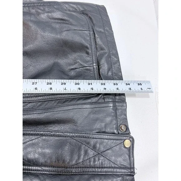 Vintage 1990s Leather Jacket Mens M Black Minimalist Zip Front Retro